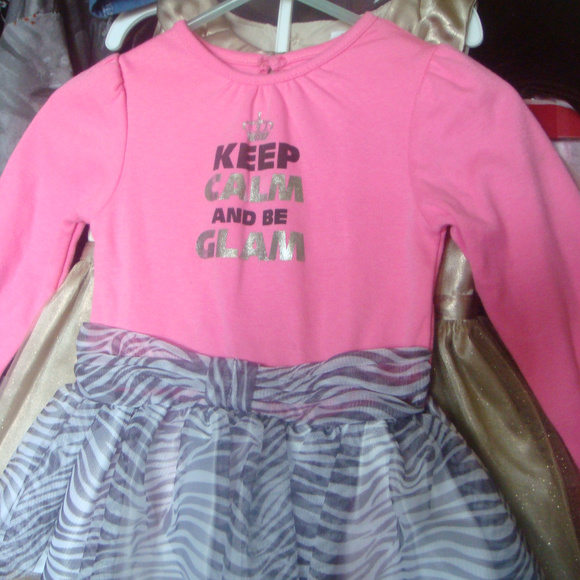 Girls 9M CROWN KEEP CALM BE GLAM Dress Zebra Mesh - Picture 2 of 6
